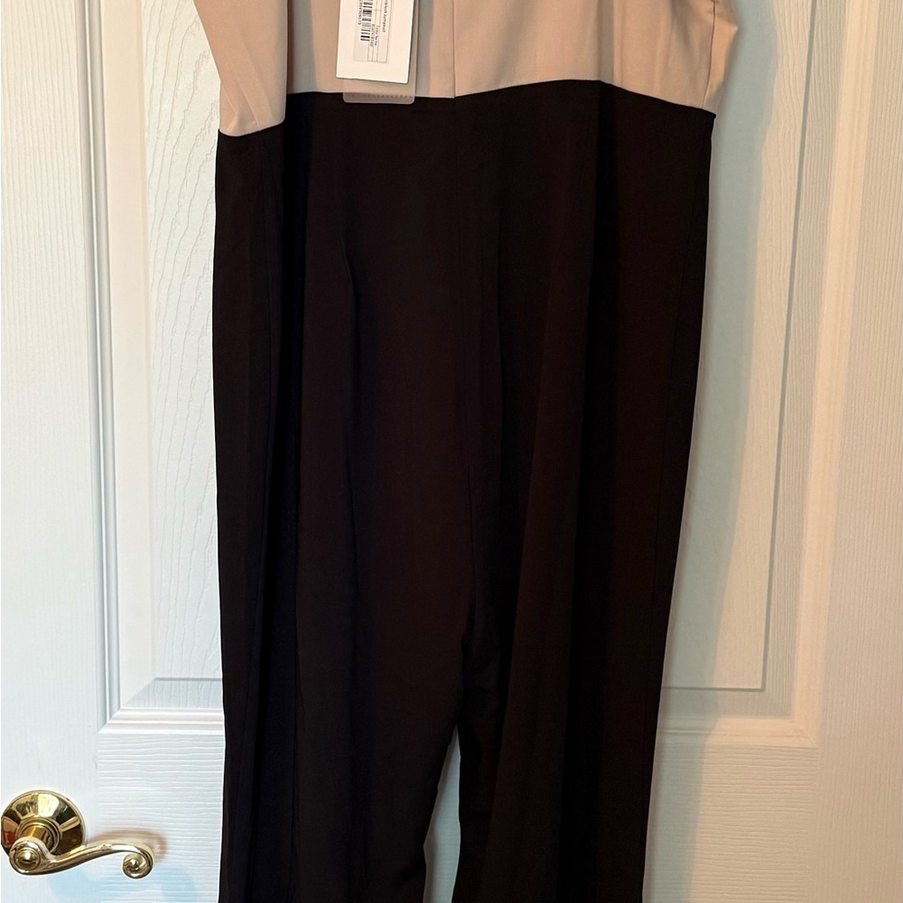 Endless Rose Cherie Color-block Black and Cream Two-Tone Jumpsuit - Picture 2 of 9